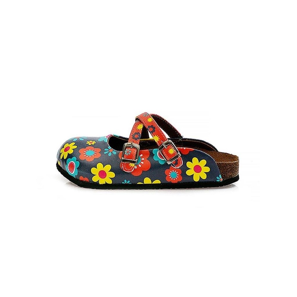 NEW Calceo “Blue and Colorful Flowers Patterned Clogs”